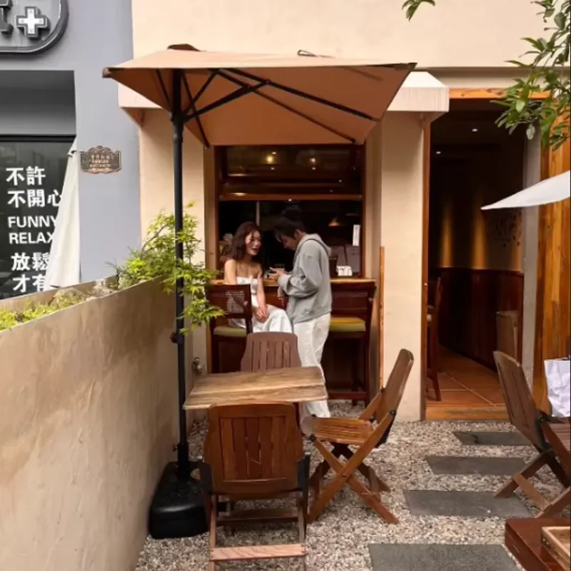 Outdoor Half Umbrella Wall Mounted Parasol for Balcony Terrace Yard Shop Entrance Sun Shade Canopy