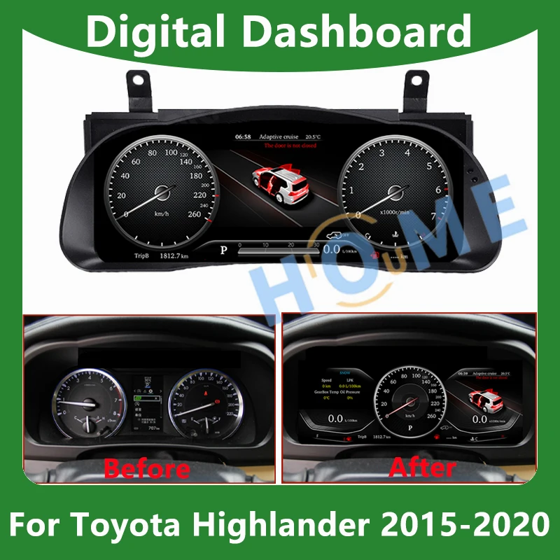 

Digital Dashboard Panel Virtual Instrument Cluster CockPit LCD Speedometer For TOYOTA Highlander 2015 - 2020