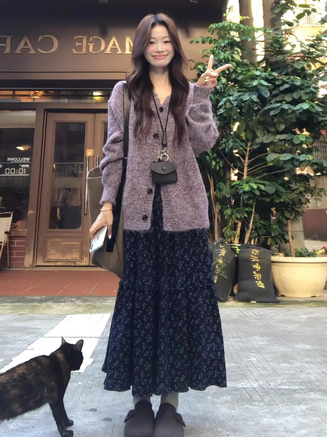 

Женский фиолетовый круглый вязаный свитер, пальто свободного покроя, осенне-зимняя верхняя одежда, уличный длинный топ све