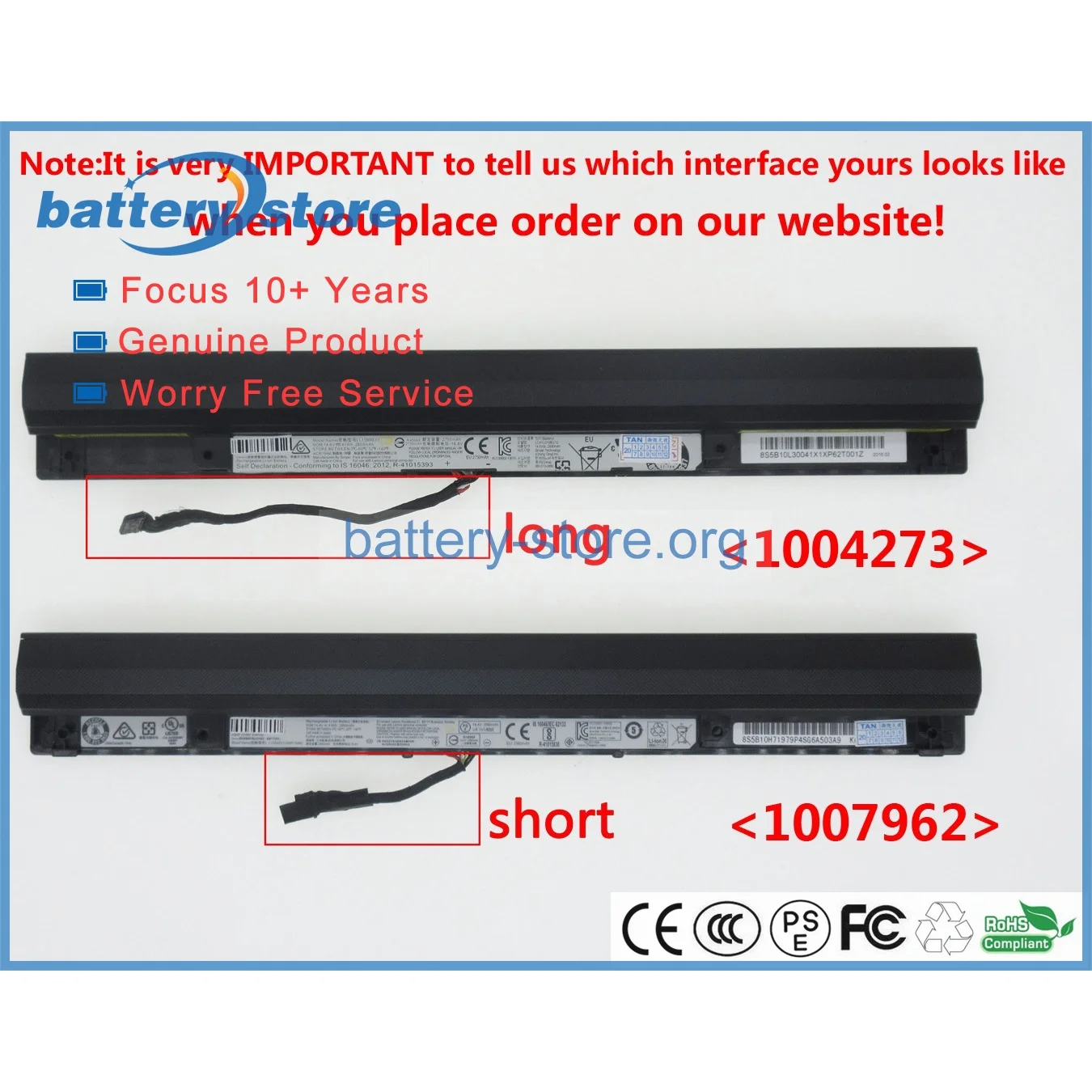 Genuine laptop batteries for L15S4E01,4INR19/66,L15L4A01,L15L4E01,5B10H70338,5B10K80878,5B10L30041,IdeaPad 100-15IBD,14.4V