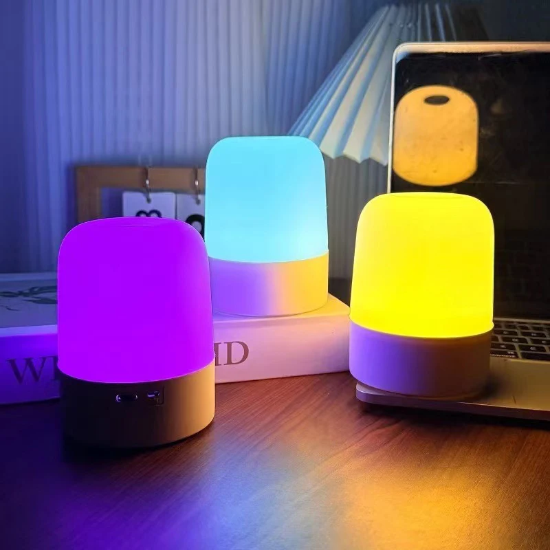 ضوء ليلي 16 لونًا RGB مصباح صغير قابل للتعتيم، مصابيح محمولة تعمل باللمس ستبليس لغرفة النوم، أضواء LED متغيرة الألوان