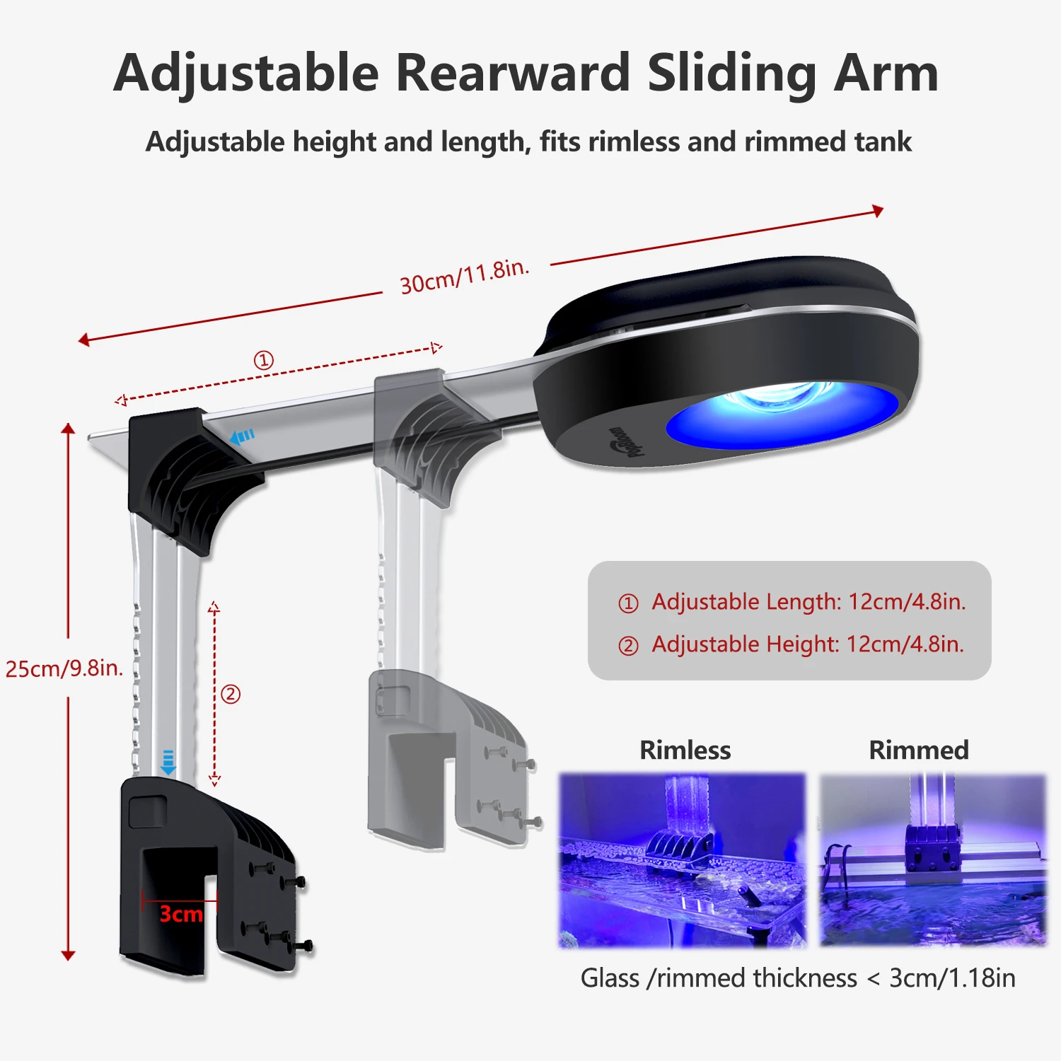 Neuestes PopBloom RL80 Nano-Aquariumlicht, professionelle LED-Aquariumlampe mit hohem PAR für SPS/LPS-Korallen, Salzwasserfische, Aquarium-LED – Detail 7