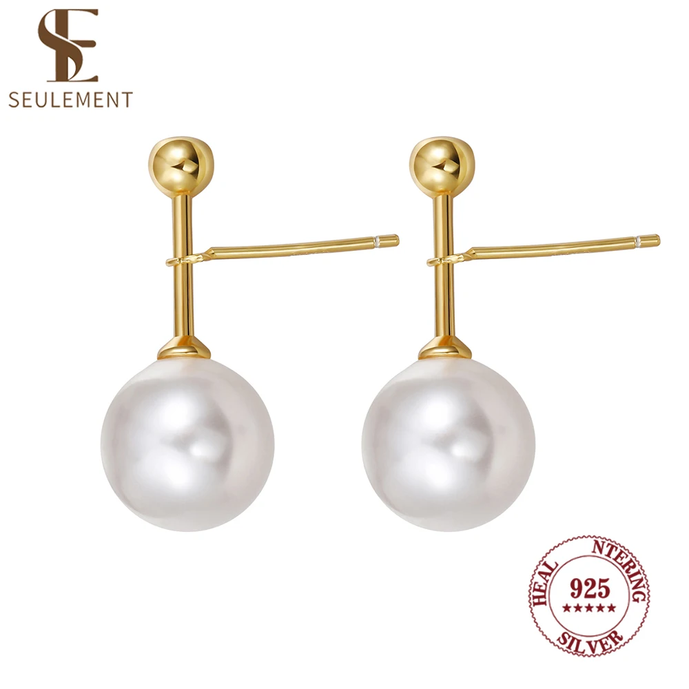 

Seulement Simple 925 Sterling Silver Pearl Earrings for Women Temperament Retro Female Jewelry Accessories Birthday Gifts