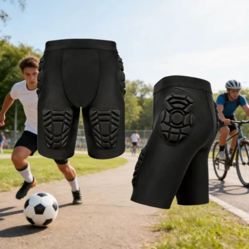 Men's Shockproof Padded Compression Shorts/Sports Protective Gear Short Sleeve T-shirt for Rugby Football Basketball Bike Riding