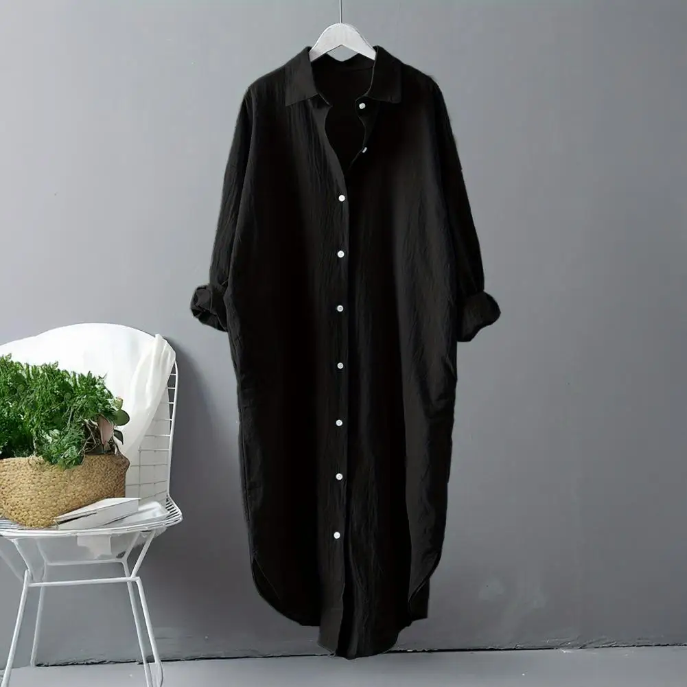 

Loose Fit Women Tops Women’s Lapel Shirt with Pockets Long Sleeve Button Placket Top Regular Fit Workwear for Life Office Wear