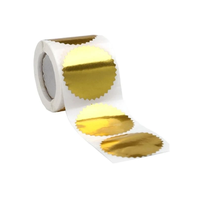 100/250PCS Golden Certificate Round Gear Labels Award Legal Embossing Stickers