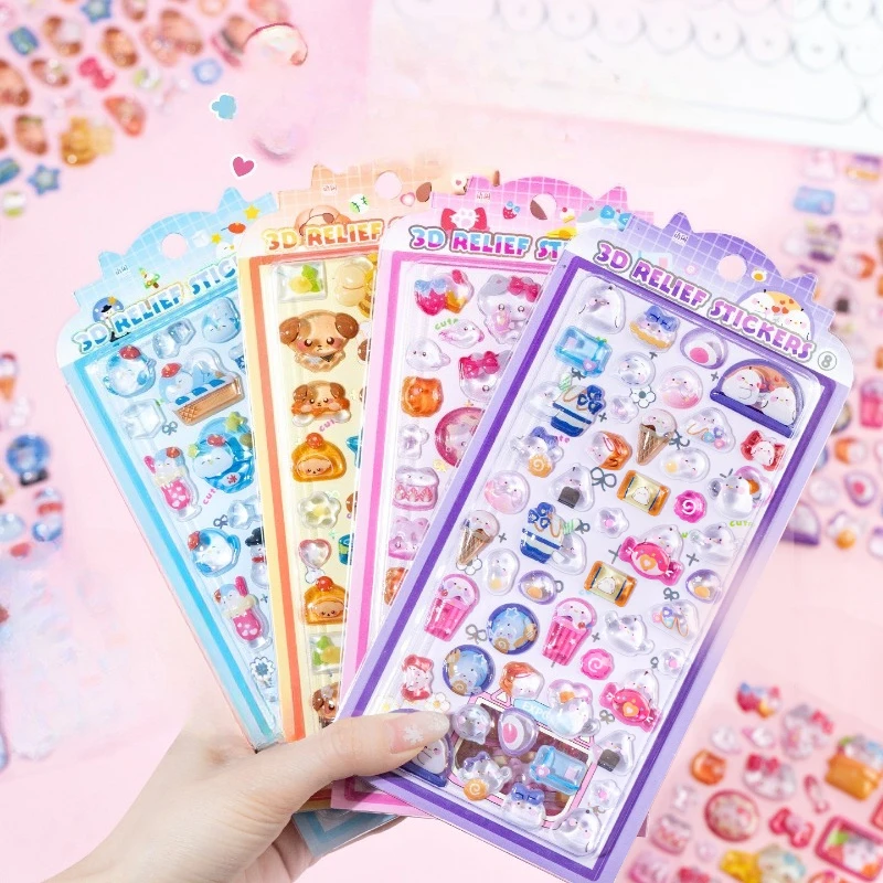 3D Puffy Sweet Candy Cartoon Stickers Cute Soft DIY Decals for Journal Scrapbook Phone Case Photocard Raised Decoration Sticker