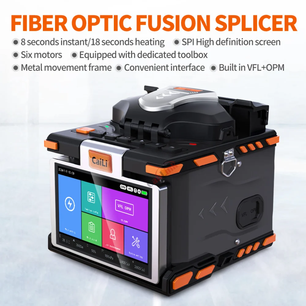 CaiLi S5 FTTH Optical fiber electric welding machine soudeuse fibre optique OPM+VFL Fiber Optical Fusion Splicer as M5