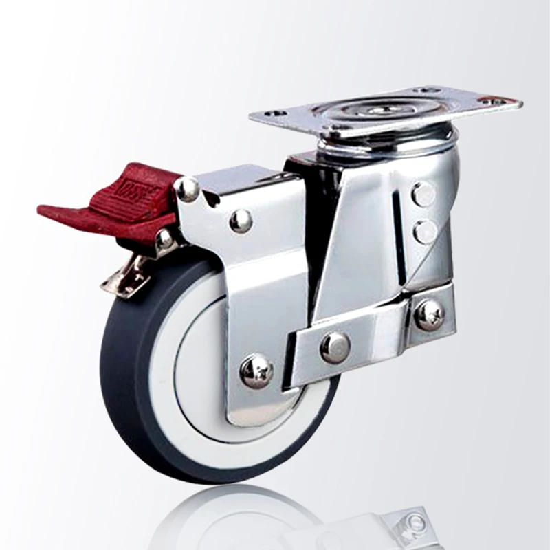 5inch Double Spring Industrial Caster Shock Absorber Damping Universal TRP Wheel Chrome Plated Caster Wheels for Smooth Movement
