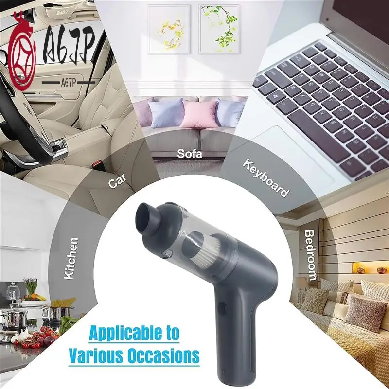 

A67P-Ручной беспроводной пылесос, автомобильный пылесос, портативный перезаряжаемый пылеуловитель 3 в 1, вентилятор и насос, ручной пылесос 5,5 кПа