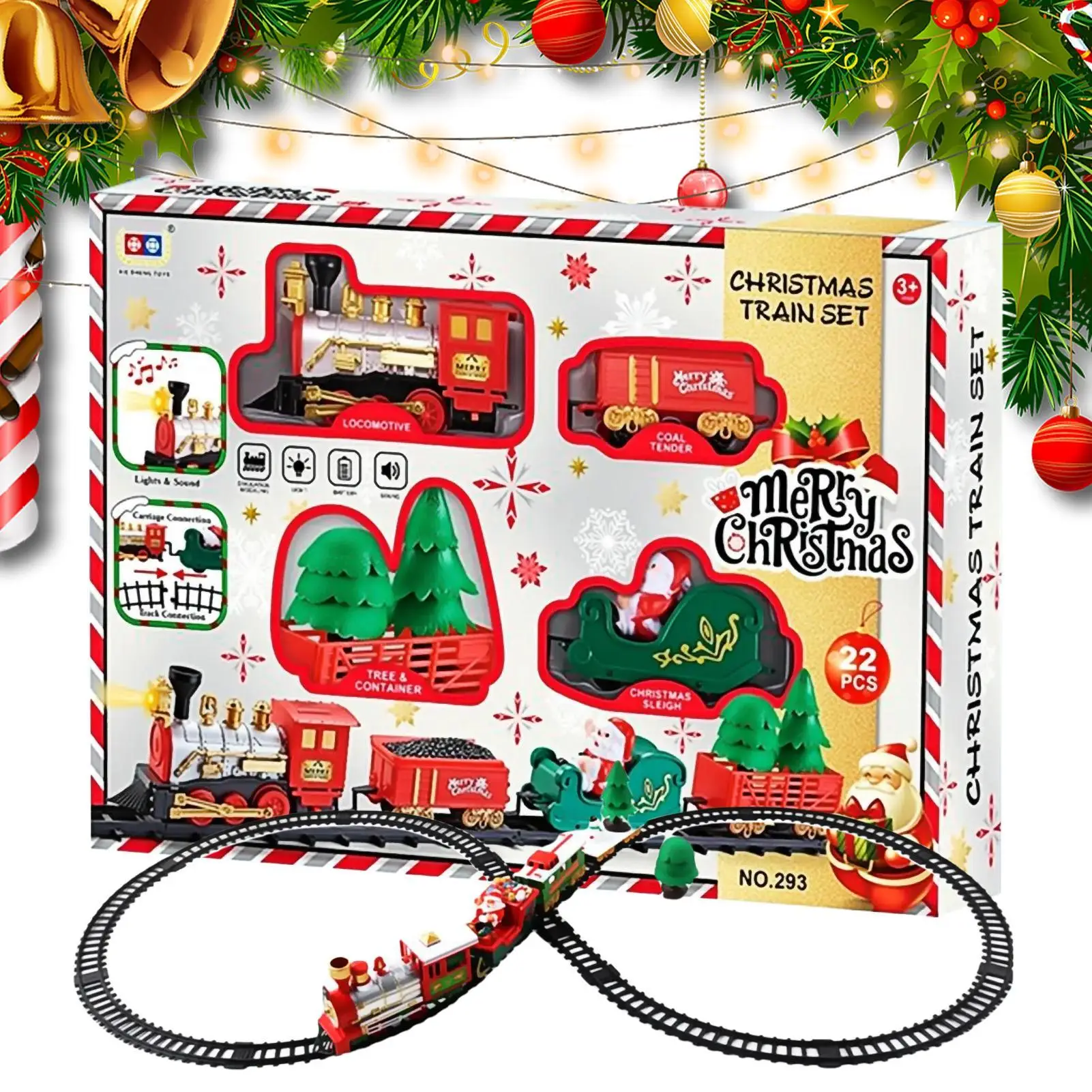 

Набор игрушечных поездов, интерактивная дорожка для родителей и детей, игрушечный звук и свет, рождественский набор электропоездов на день рождения для мальчика и девочки