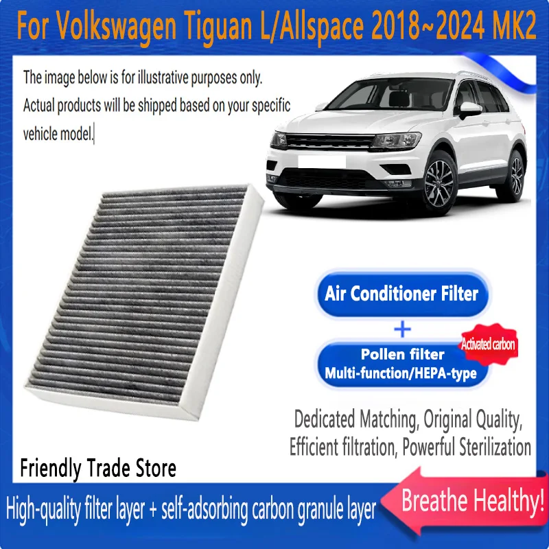 

Car Accessories For Volkswagen Tiguan L 2018~2024 MK2 Air Conditioning Filter Cabin Filter with Activated Carbon Replacement Kit