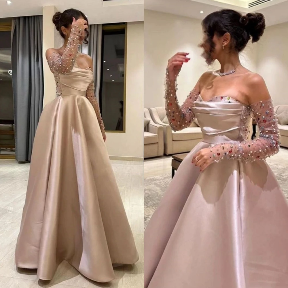 

es Sparkle Off-the-shoulder Ball Gown Floor Length Evening Rhinestone SatinFormal Occasion فساتين سهره