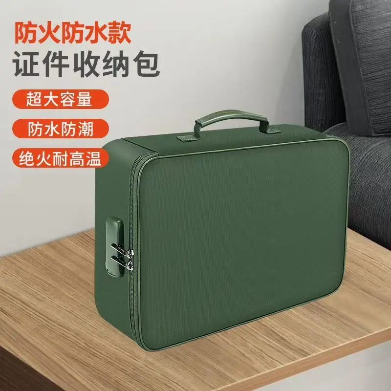 Document Storage Bag Household Password Lock Data Files Passport Multi-layer Organization Waterproof Fireproof