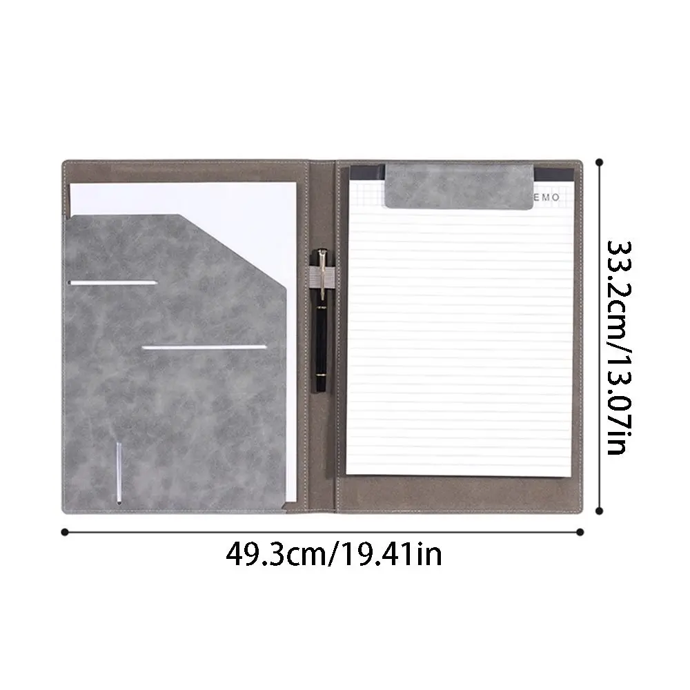 Multifunctional A4 Conference Folder File Storage Vintage Clipboard Leather File Folders with Magnetic Clip Portable