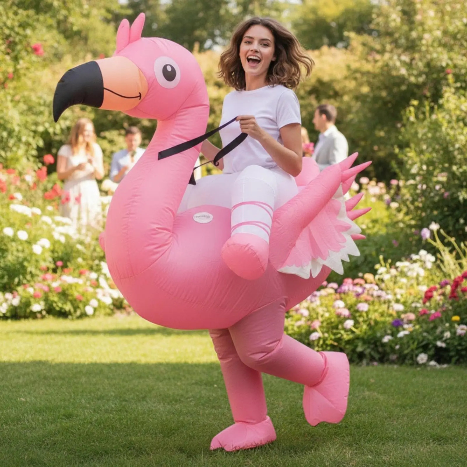 Blow Up Flamingo Costume Inflatable Bird Suit for Halloween Party Stage Dance Carnival Funny Full Body Outfit with Fan view 4