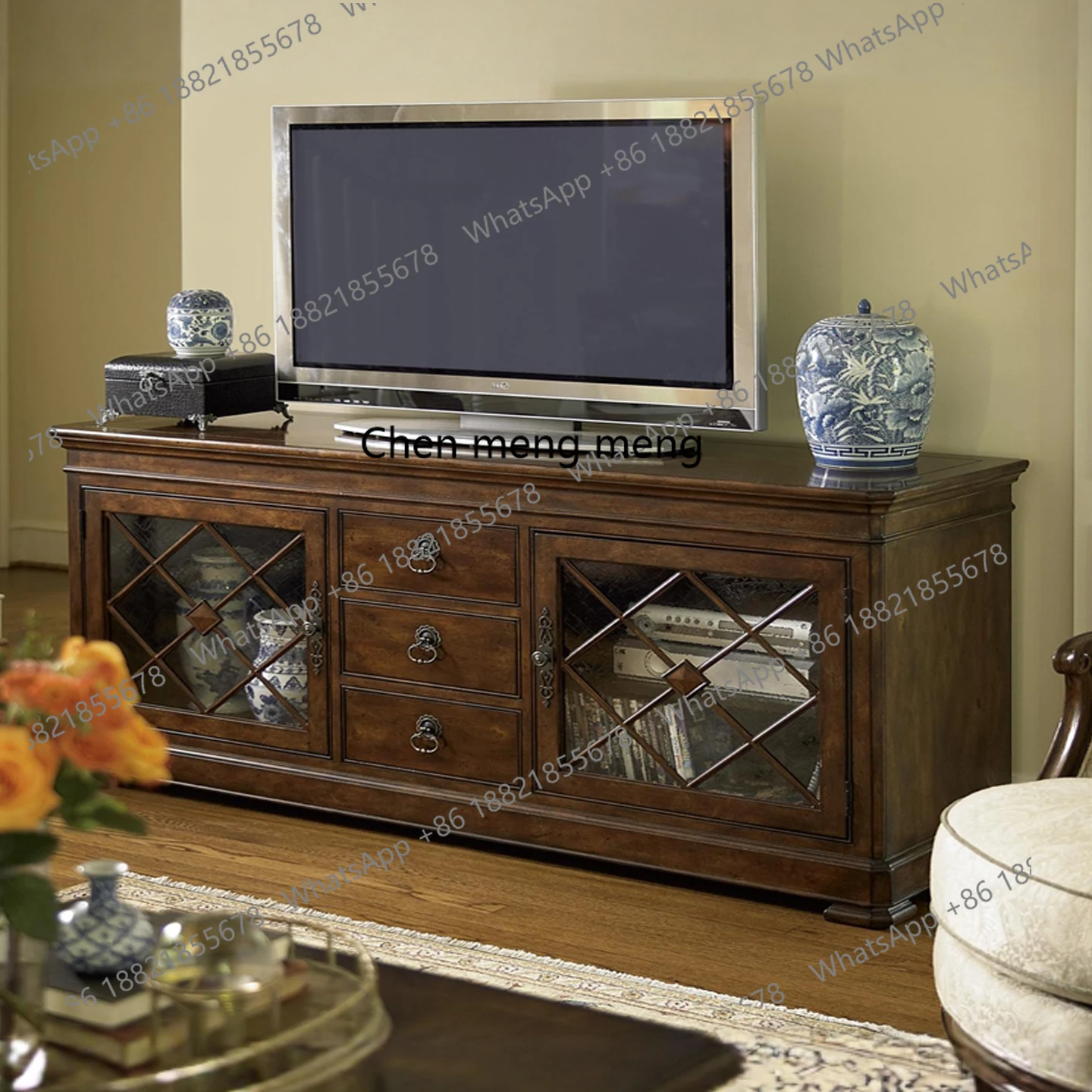 

Retro and old floor cabinets, living room video cabinets, classic American country mahogany solid wood TV cabinets