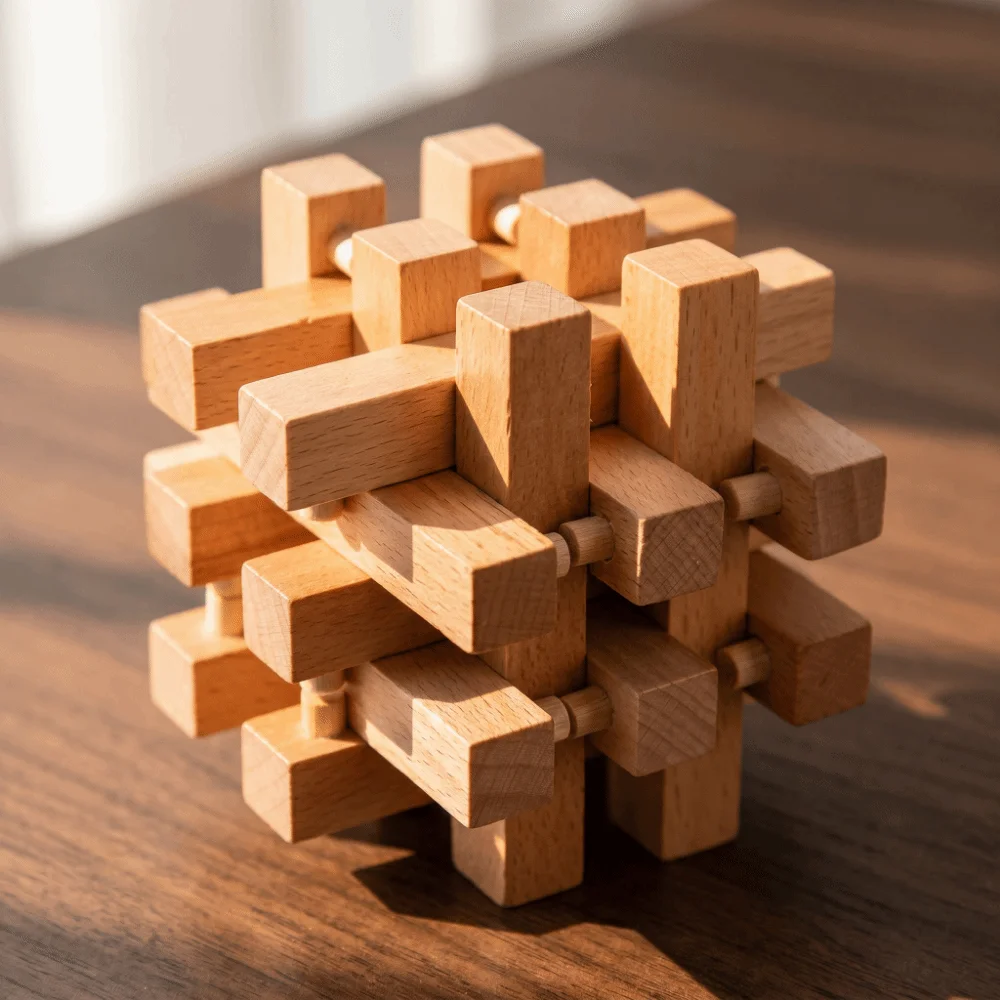 Logic Challenge Wooden Kongming Puzzle Handmade Funny Luban Lock Unlocking Puzzle Wooden Puzzle Adults