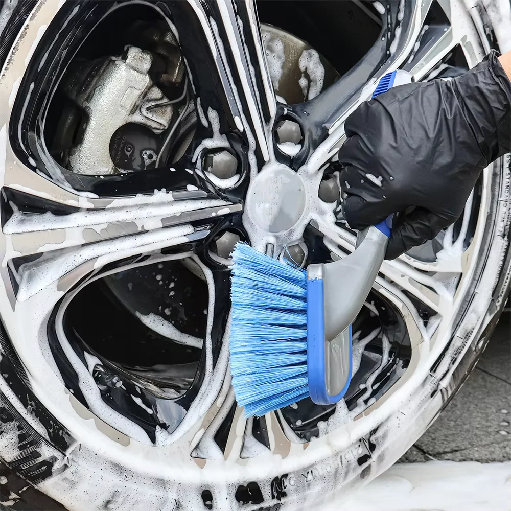 AUTOBRIGHT 3-teiliges Reinigungsbürsten-Set für Autoreifen, Motor-Detailreinigung, lange Bürste, Reifenreinigung, Reinigungswerkzeug mit weichen Borsten – Detail 3