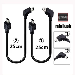 Miniusb Data Cable T-port Elbow V3 port Double  5pin Connection Car MP3 Double Plug For Electronic Dog cable 25cm 50cm