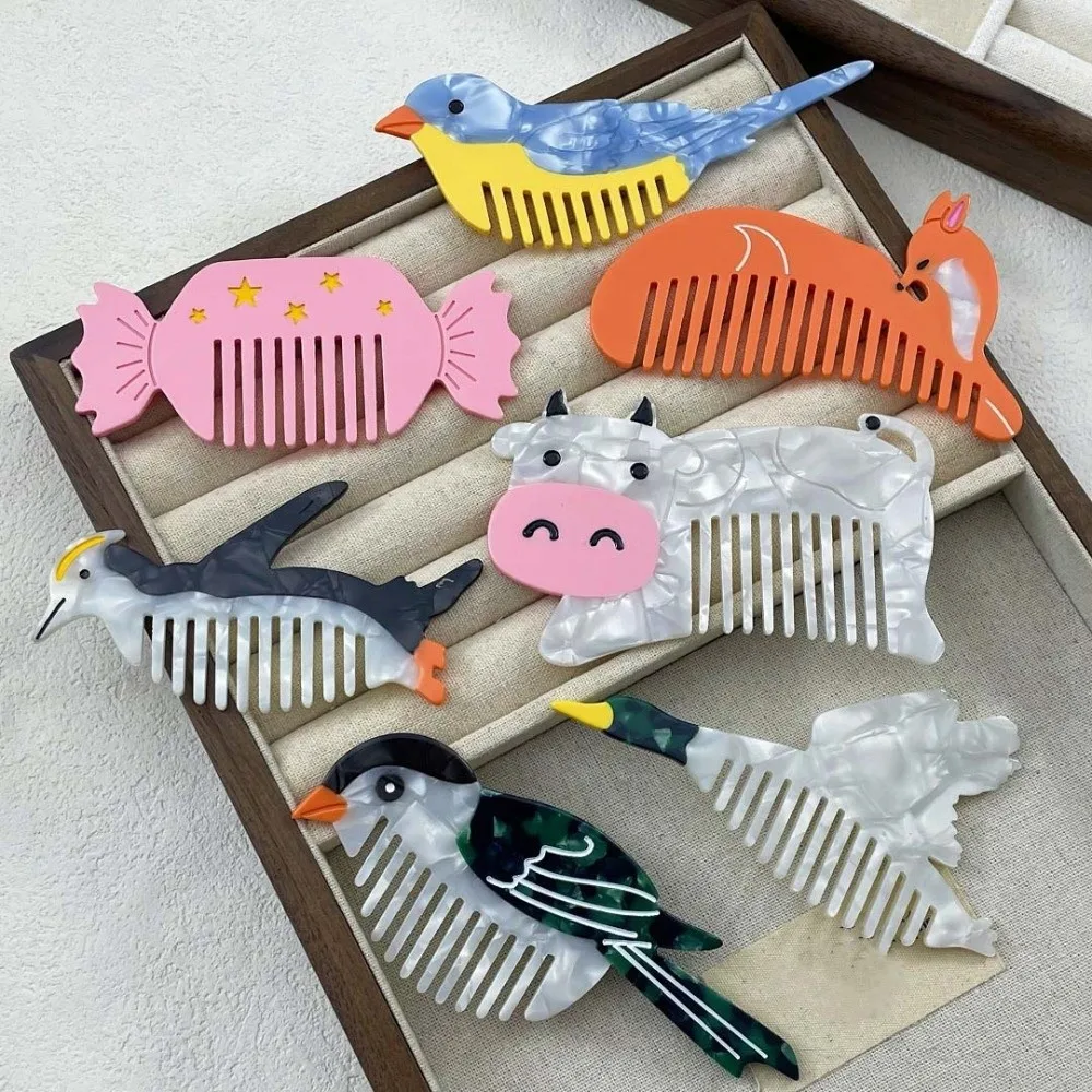 Hair Care Birds Acetic Acid Comb Acetate Cartoon Animal Makeup Comb Hair Accessories Contrast Color Hairdressing Combs Dormitory