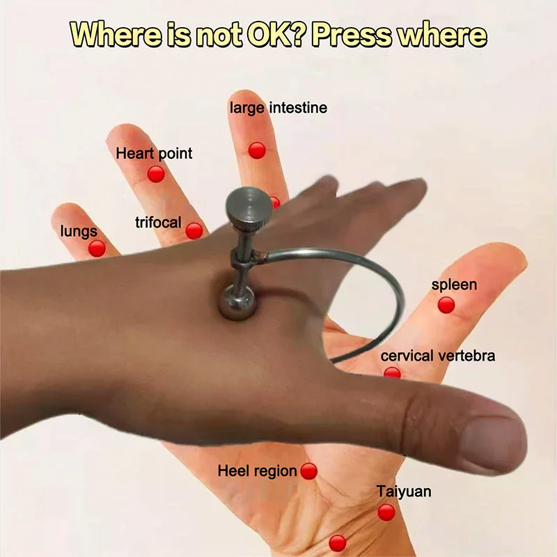 

Портативный массажный зажим для акупунктурных точек пальцев, портативный массажный зажим для рук, акупунктурные точки, массажер, массажный зажим из нержавеющей стали