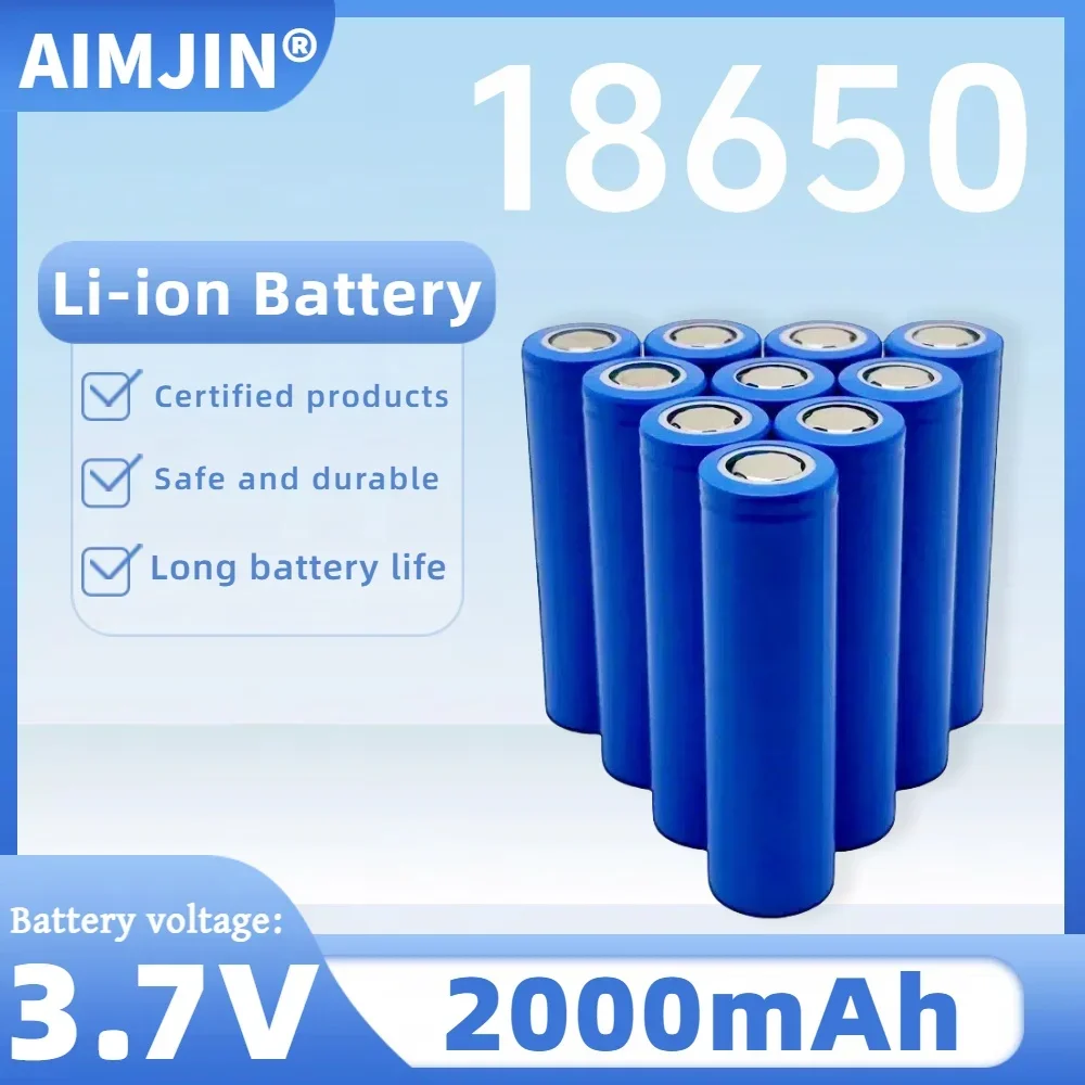 

3.7V 2000mAh 18650 Lithium ion Rechargeable Battery Suitable for Toy Fan Laptop Lamps Power Bank Flashlight etc other electronic