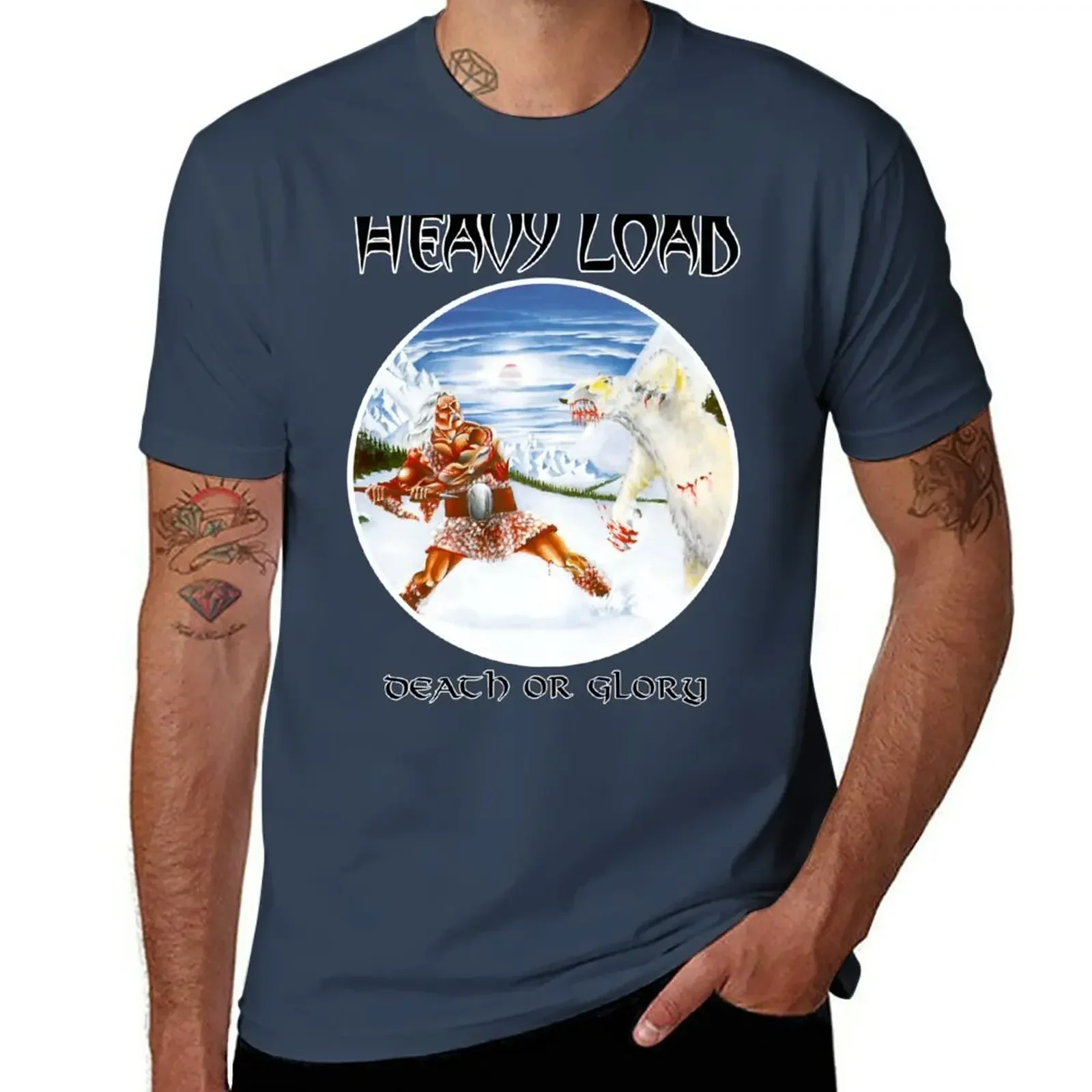 Heavy  NWOBHM T-Shirt Tops Blanks Mens Clothes Death or Glory By Heavy Load -Classic Old School Men Clothing Funny cotton