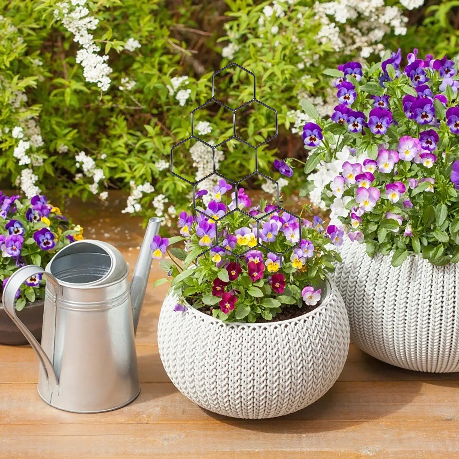 

Honeycomb Climbing Plant Trellis Iron Mesh Indoor Support Frame for Potted Plants Vines Flowers and Garden Use