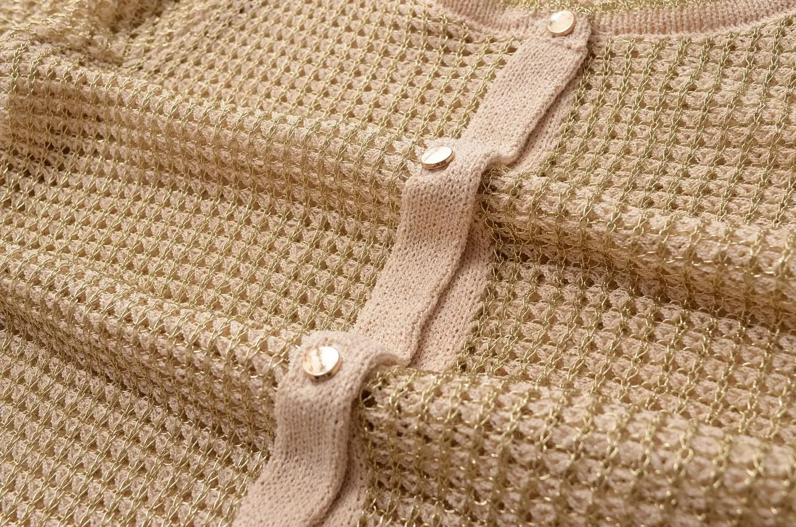 Jenny&Dave 2024 Autumn Tops British Casual Long-sleeved Sweater Fashion Ladies Champagne Textured Knitted Cardigan