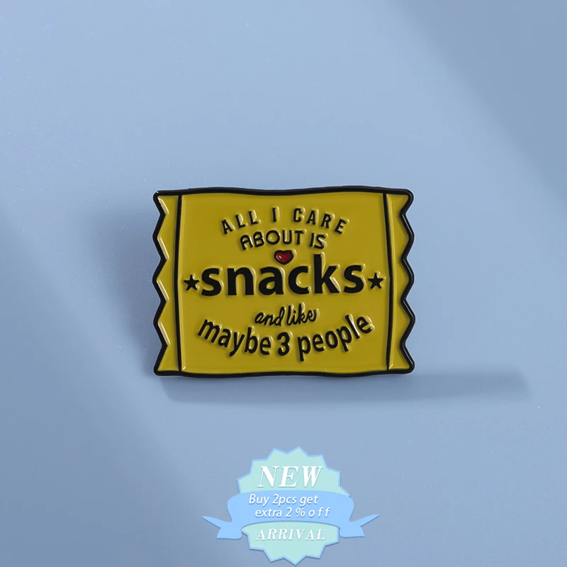 All I Care About Is Snacks Maybe 3 People Enamel Pin Junk Food Lovers Brooch Lapel Backpack Badge Introvert Jewelry Gift For Kid