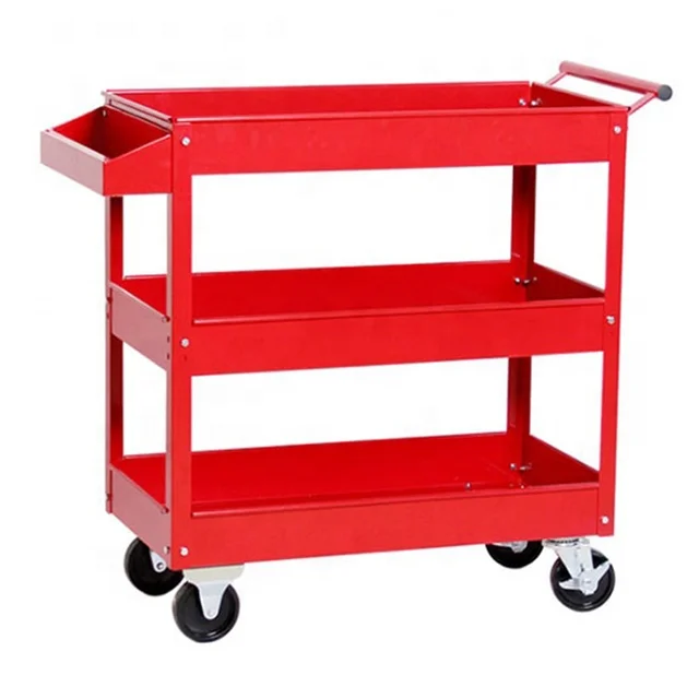 car metal garage cabinet tool cart with handle and wheels