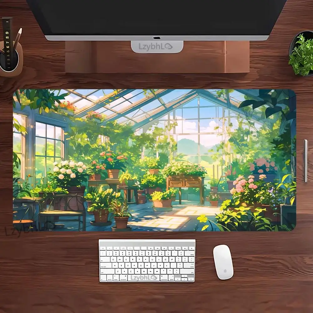 

Greenhouse flower Landscape Mousepad XXL Computer Keyboard Pads Mouse Mat New Gamer Soft Office Carpet Table Mat Long Desk Mats