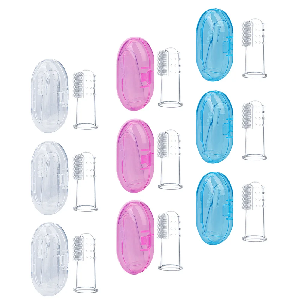 

9Pcs Silicone Baby Finger Toothbrush Oral Cleaning Brush Storage Boxes Soft Safe Infant Toddler Teeth Cleaner Baby Toothbrush