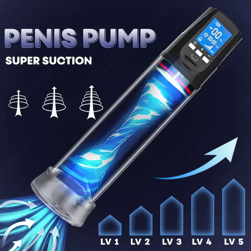 Automatic 4 Suction Modes Vacuum Penis Pump Vacuum Sex Toys for Male Masturbation Penis Extender Vacuum Pump Enlargement