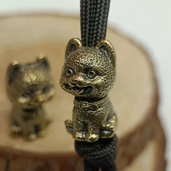 Cute Puppy Brass Knife Beads Animal Dog EDC Outdoor DIY Paracord Woven Lanyard Pendants Accessories Bracelets Charms Jewelry