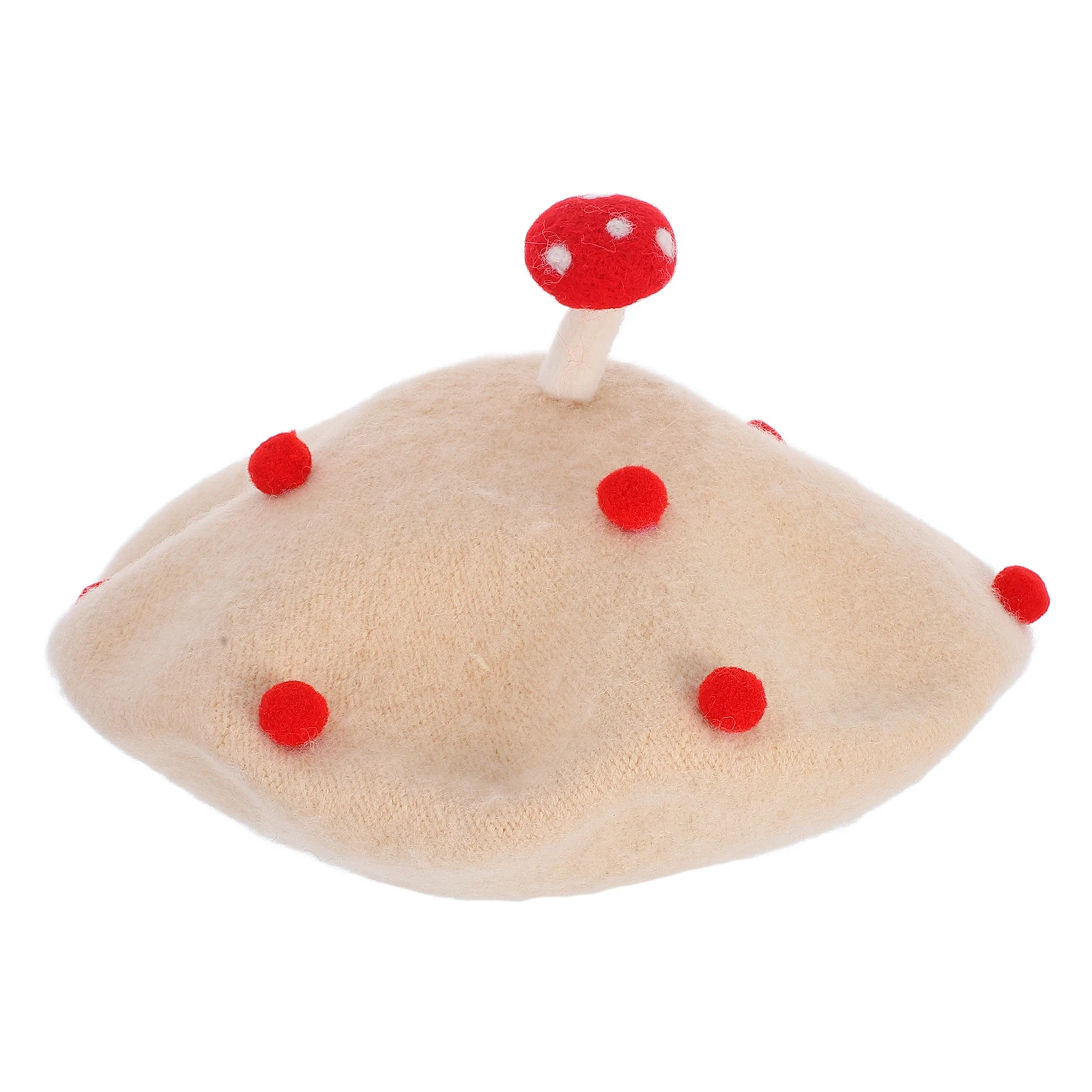 

Mushroom Beret Hat Black Blue Red Baby Women Cherry Woolen Festival Girls Berets French Style