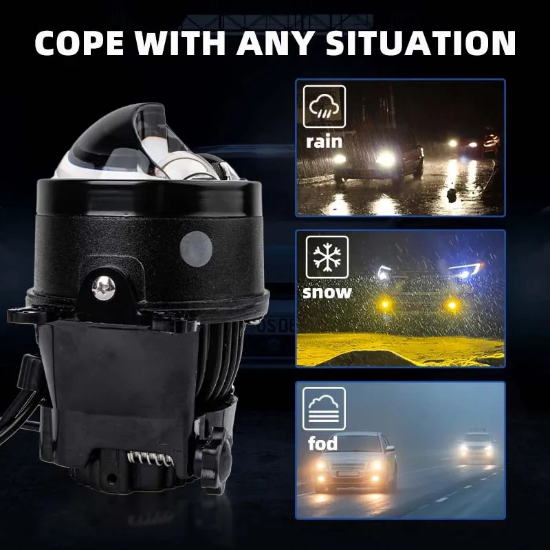 12V 24V 3Inch Bi-led Fog Lights H1 Hb3 H8 9005 320W Led Projector Laser Lens Fog Lamp Bi Lens H11 Led Headlight Bulb Universal