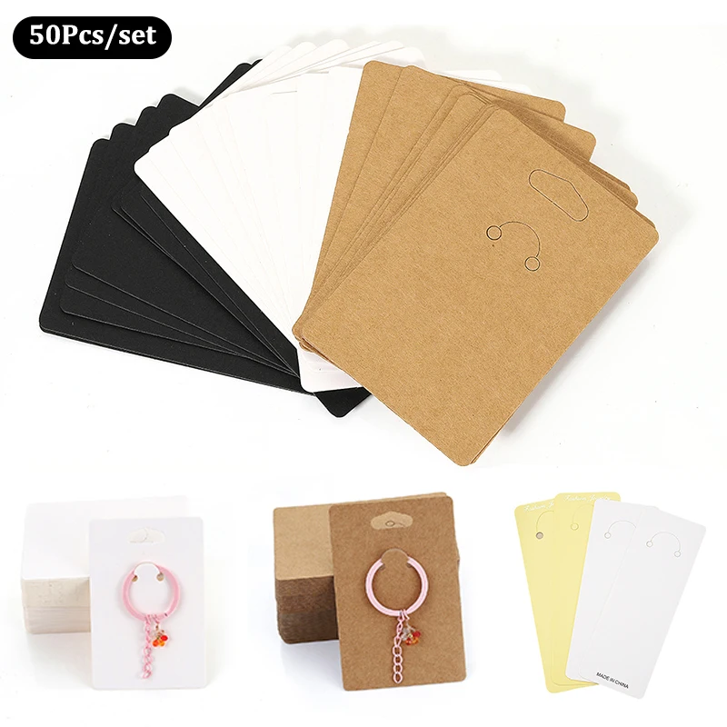 

50pcs Keychain Display Cards Stand Cardboard Keyring Earrings Necklaces Packaging Card Jewelry Self Sealing Bags Hang Tag Card