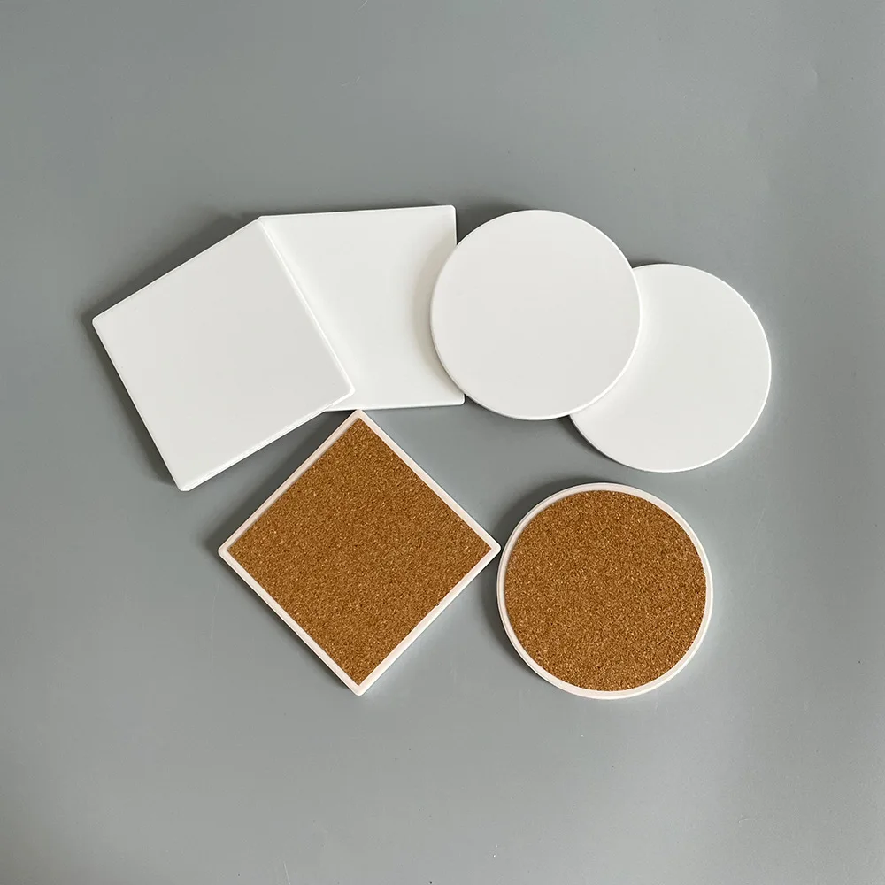 

Free Shipping 10pcs/lot Round Square Mug Coaster Ceramic Cup Mat Wood backing Sublimation Blank for Dye Ink Transfer