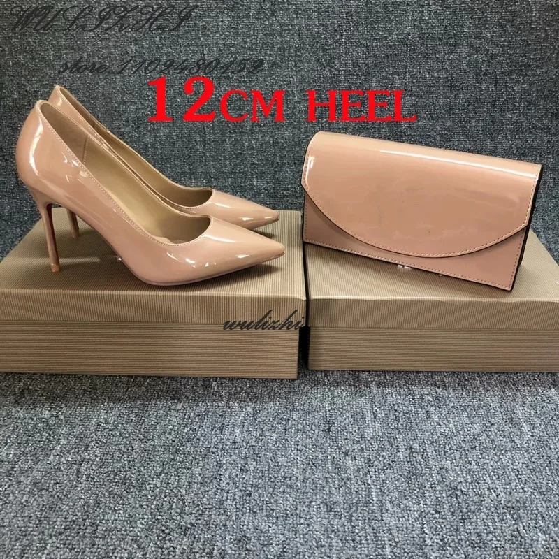 Nude Skin Color Fine Heel Side Empty Sandals Girls Casual Metal Bag Summer Party Pump Pointed Pointed Sexy 10Cm Heel Light Shoes