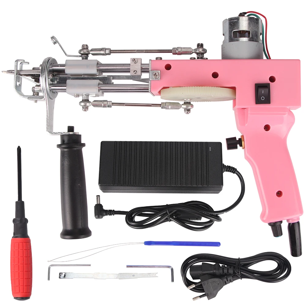 QJH Electric Tufting Gun 2 in 1 Cut Pile Loop Pile Rug Gun Machine Starter Kit Rug Tufting Kit Carpet Weaving Flocking Machine