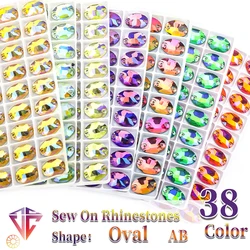 VC All Size Sewing On Rhinestones Oval Shape Flatback Crystal Rhinestone For Clothing DIY Wedding Dress Accessoric