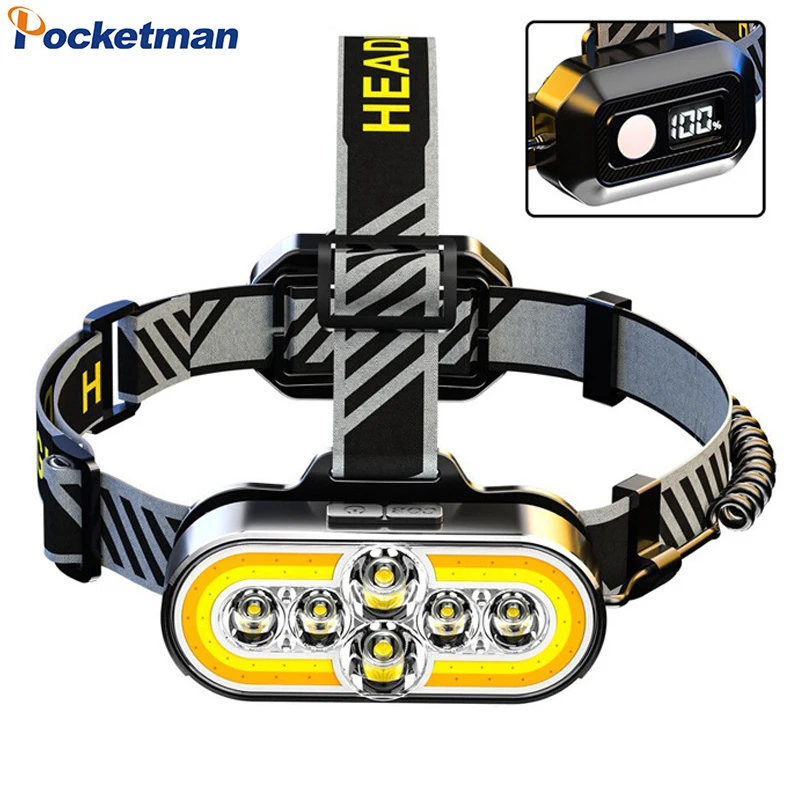 

Powerful LED+COB White/Red Light USB Rechargeable Headlamp Built-in Battery Powered 8 Modes Headlight Waterproof Head Lamp