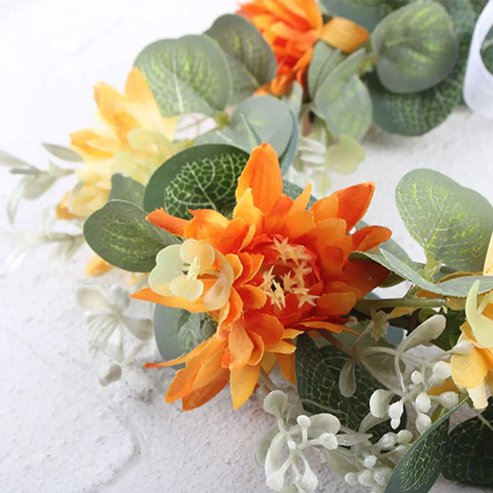 1Pcs Delicate Simulated Flower Wreath Hairband Natural Green Leaves Bridal Headband Wedding Party Festival Photography Accessory