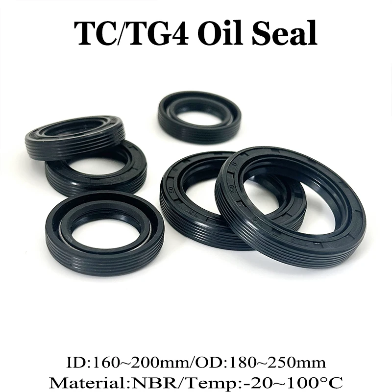 

TC черный каркасный сальник нитриловый ID 160 мм ~ 200 мм наружный диаметр 180 мм ~ 250 мм термостойкий губный уплотнитель TG4 маслостойкий