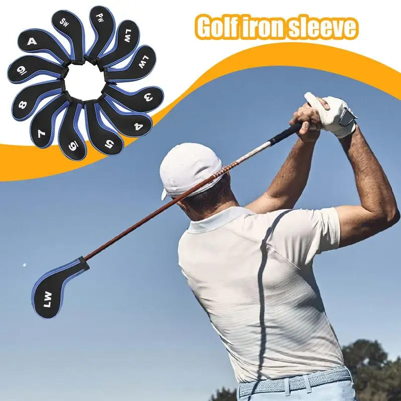 

12 шт. чехлы для гольф-клуба, универсальный чехол для головы для гольфа, железная клюшка для гольфа, защитный набор с номером, на молнии для мужчин и женщин