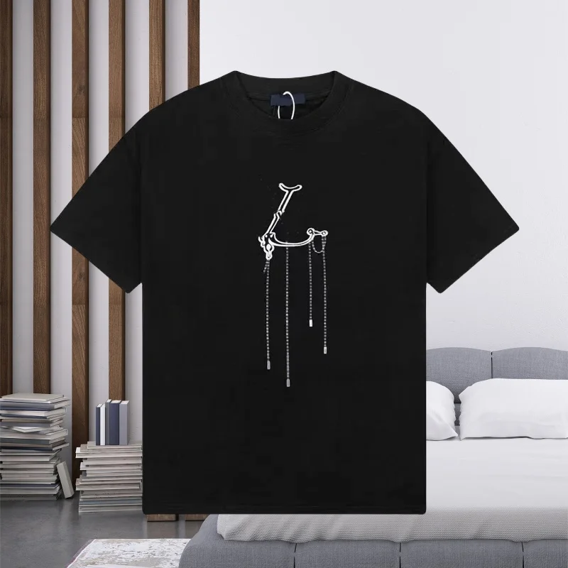 

Cotton Lightweight Luxury Brand Fashion Pattern Print Round Neck Clothing Short Sleeved Casual Versatile Short Sleeved T-shirt