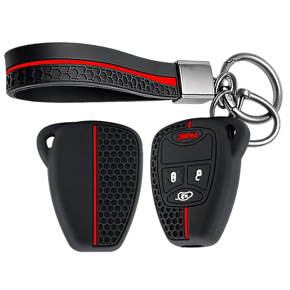 Key Case Cover With Wrist Strap For Chrysler Pacifica Aspen 300C For Dodge Caravan Journey Nitro For Jeep Wrangler JK Daily Use
