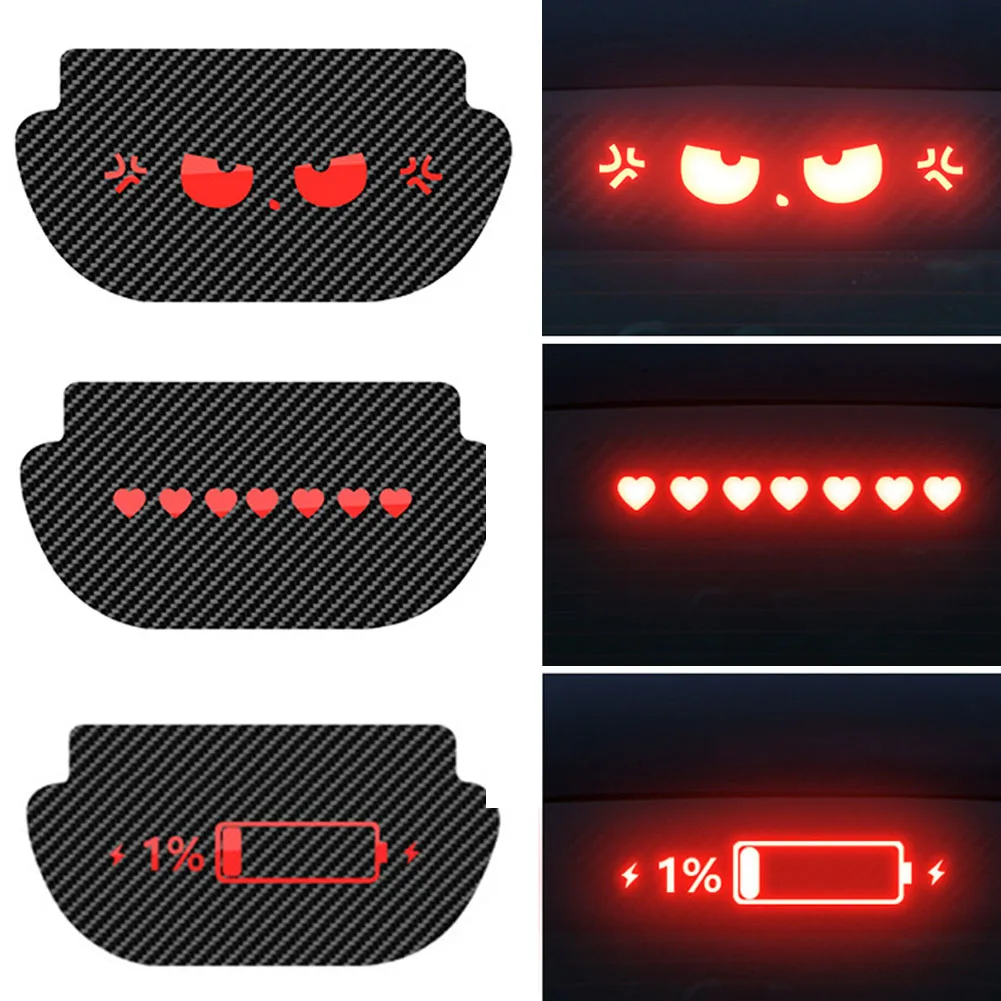 For Tesla Model Y Car High Mounted Brake Lamp Carbon Car Brake Projection Board PVC Soft Decal Top Tail Light Emblem Stickers 